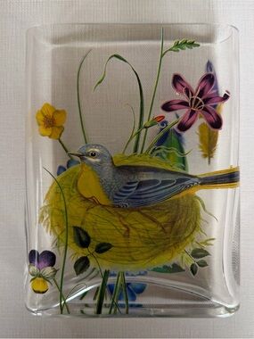 Fringe Studio Handpainted Glass Bird & Floral Nest Oval Decorative Vase